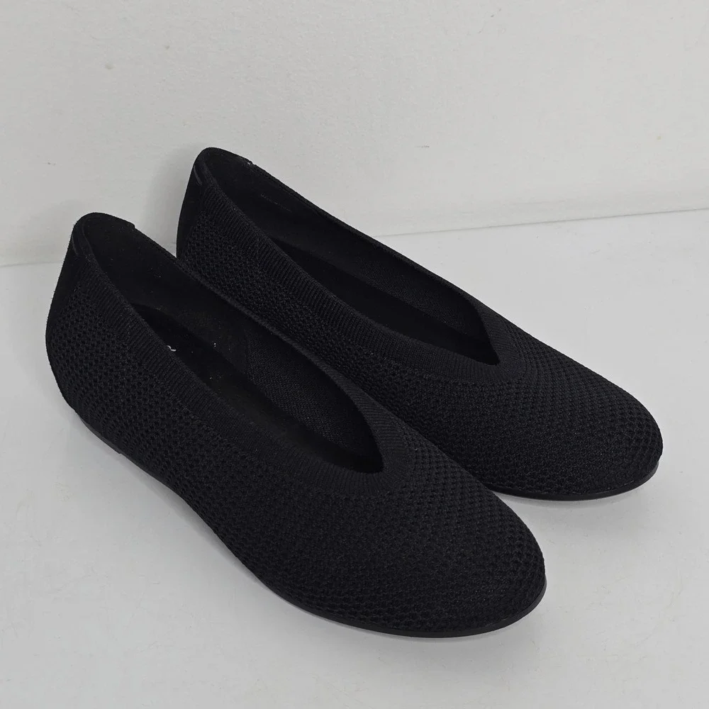 Eileen Fisher Ballet Flats‎ 6.5 Black Woven Knit Stretch Mesh Minimalist Shoes